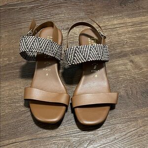 Italian Brown Sandals with Woven Strap